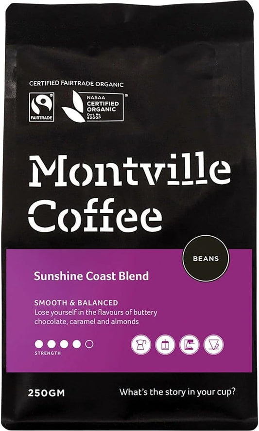 Montville Coffee Organic Sunshine Coast Blend Coffee BEANS 250g