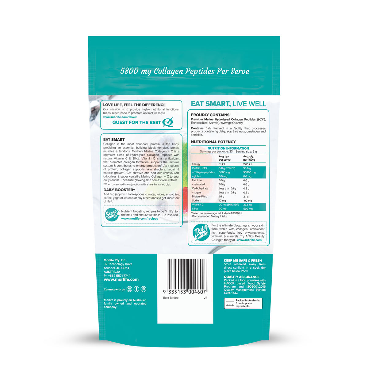 Morlife Hydrolysed Marine Collagen + C 200g