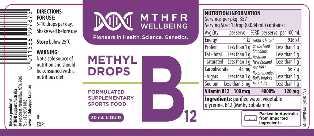 MTHFR Group Methyl B12 100mcg Drops 25ml