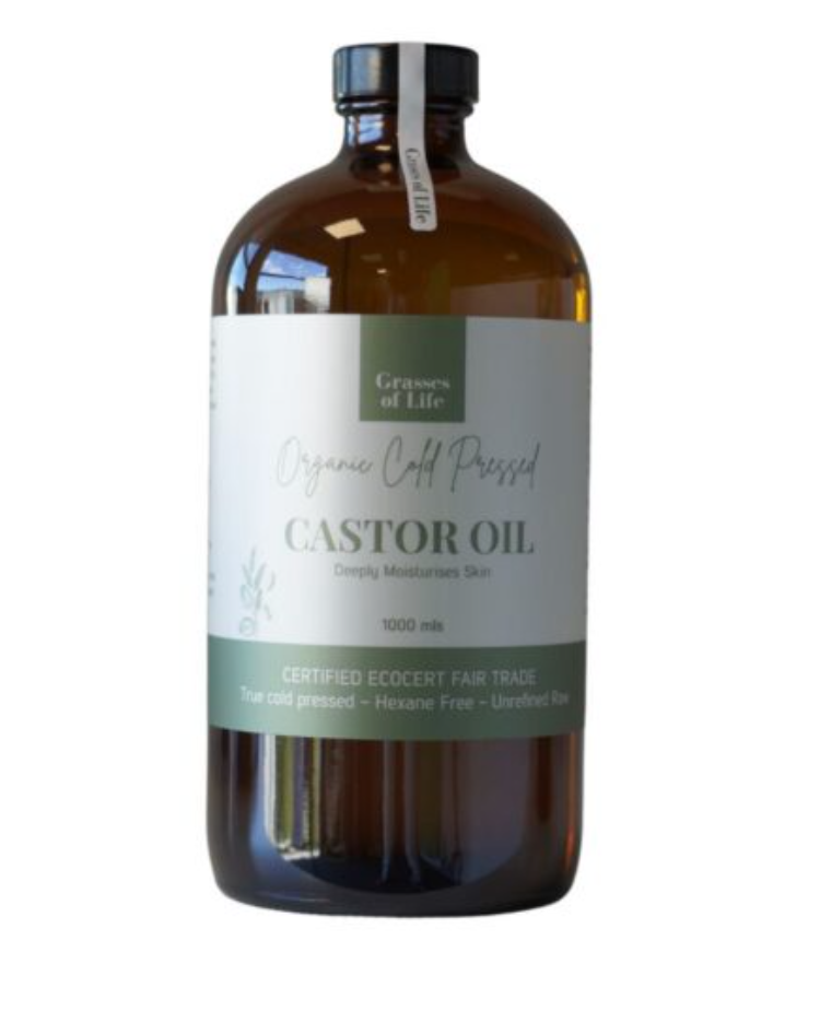 Grasses of Life Organic Castor Oil Cold Pressed 1L Hexane Free
