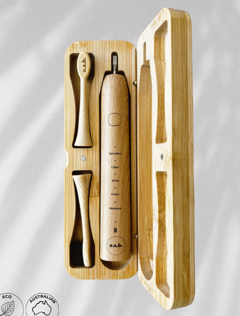 Oh So Bamboo Eco-Electric Toothbrush 1 x Castor Oil Brush & 1 x Boar Hair Brush Kit