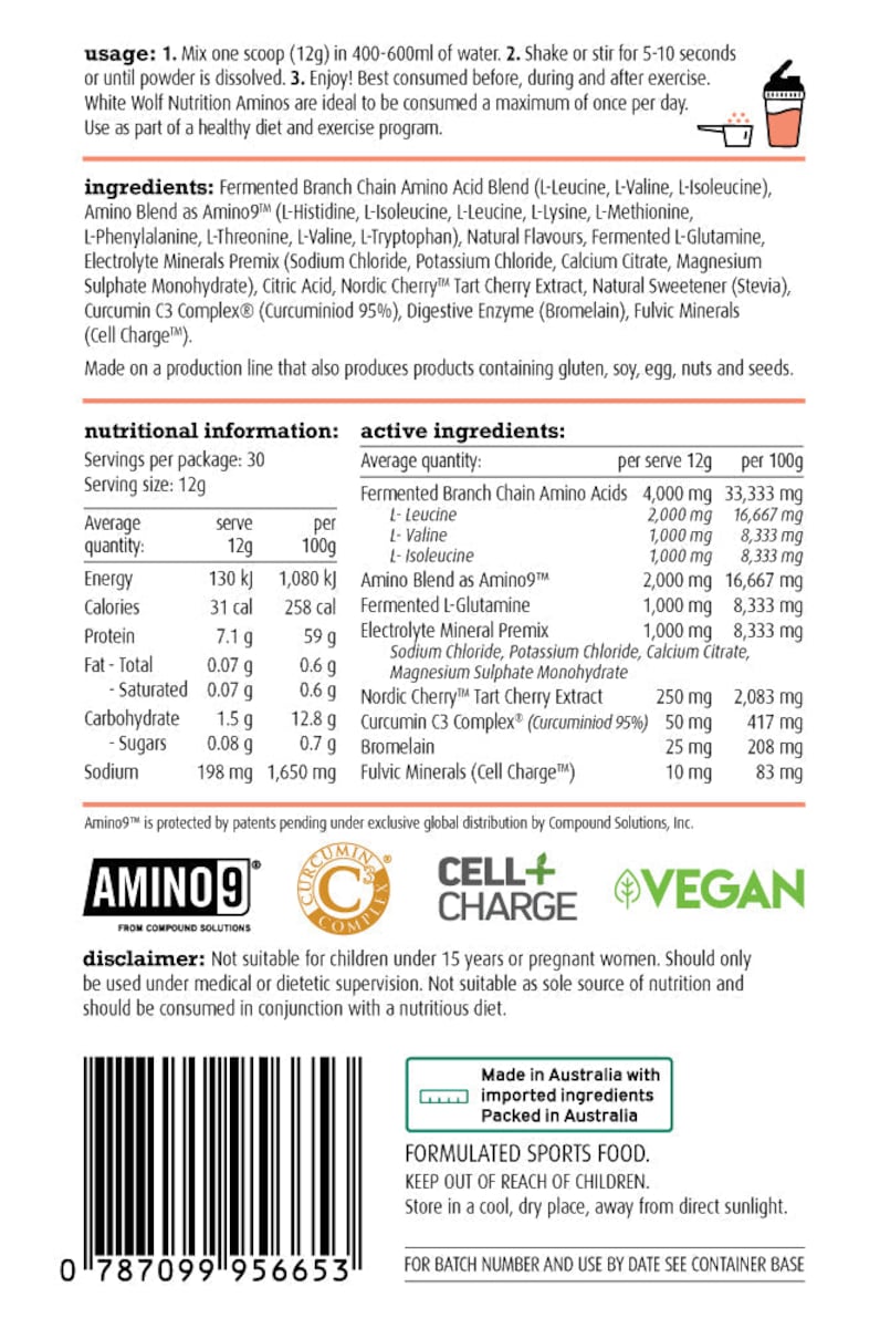 White Wolf Essential Aminos Juicy Peach 360g