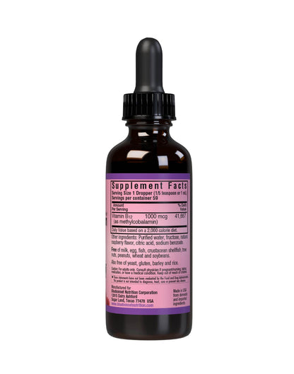 Bluebonnet Liquid Methylcobalamin Vitamin B12 Natural Raspberry Flavour 1000mcg