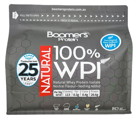 Boomers 100% Natural Whey Protein Isolate WPI 1kg