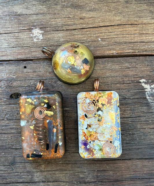 Organite Rectangle and Dome Pendant Small