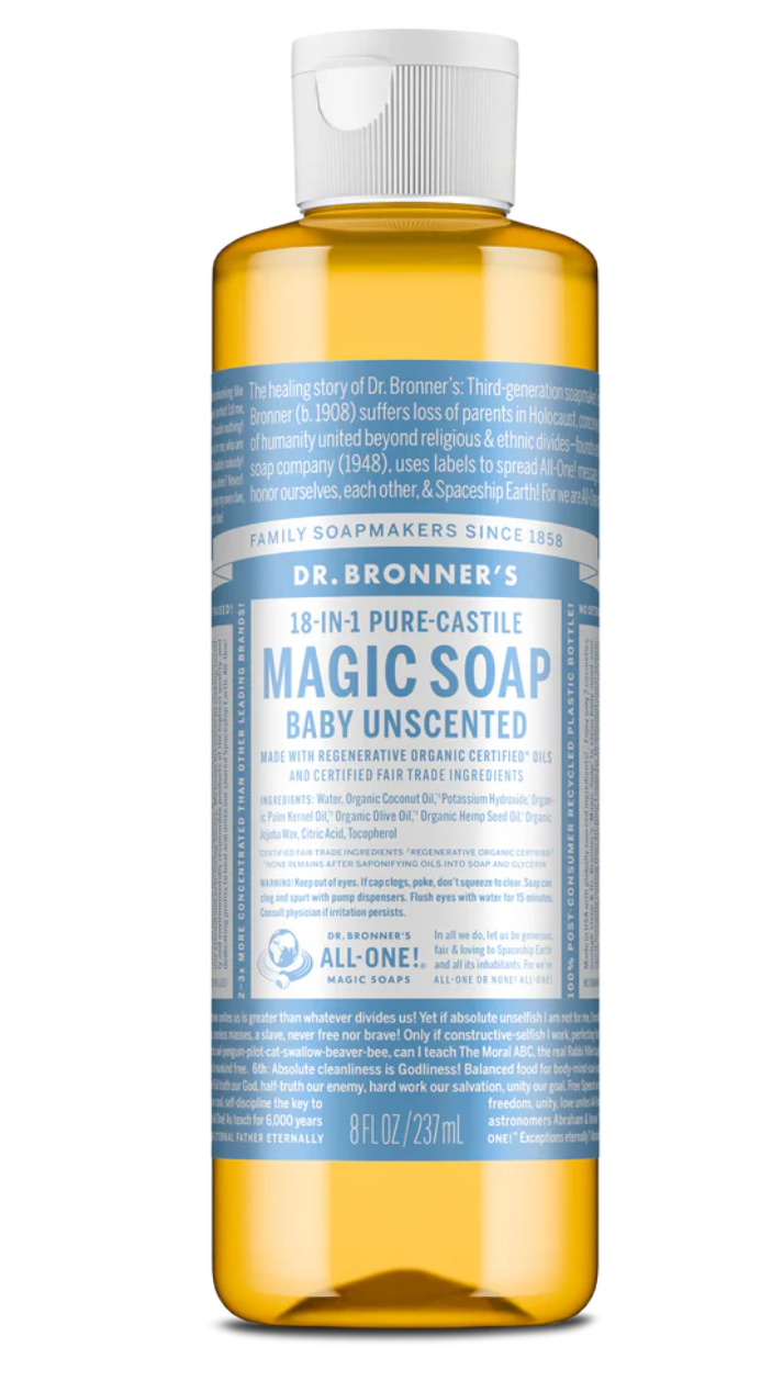 Dr Bronners Castile Liquid Soap Baby Unscented 237ml