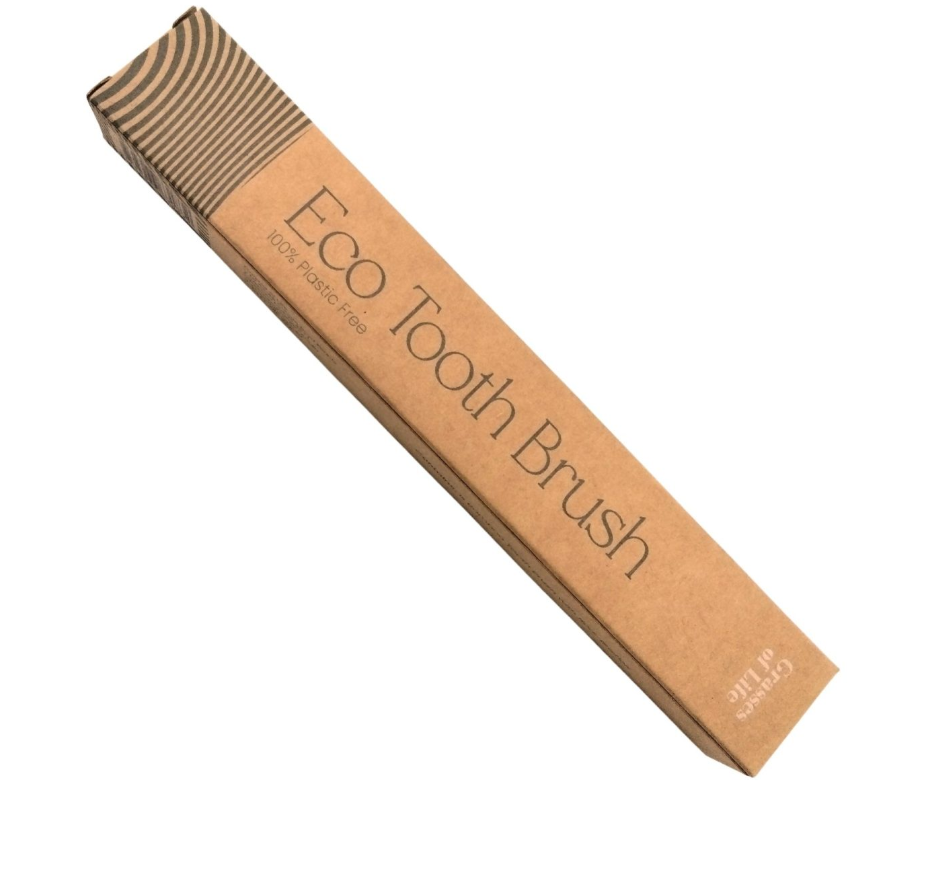 Grasses of Life Eco Bamboo Tooth Brush with Boar Bristles (100% Plastic Free) Adult