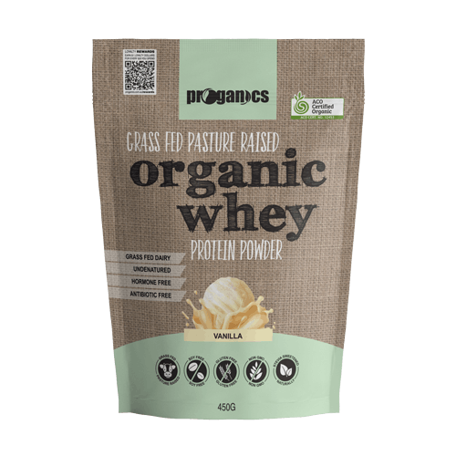 Proganics Grass Fed Organic Whey Protein Powder Vanilla 450g